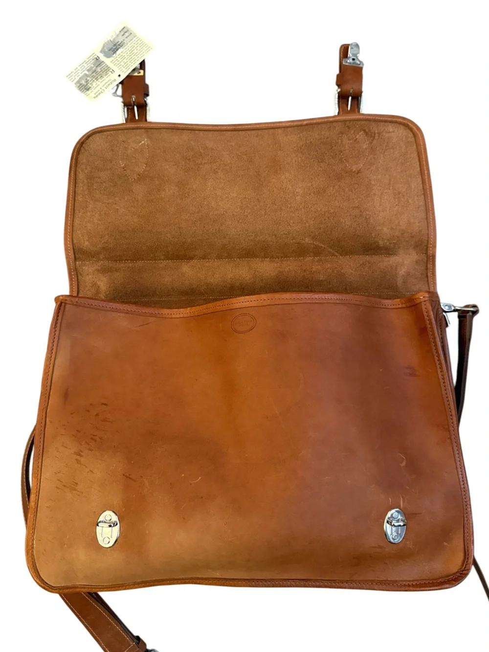 Vintage Robert Cheau Saddle Tan Leather Briefcase Messenger Bag Unused